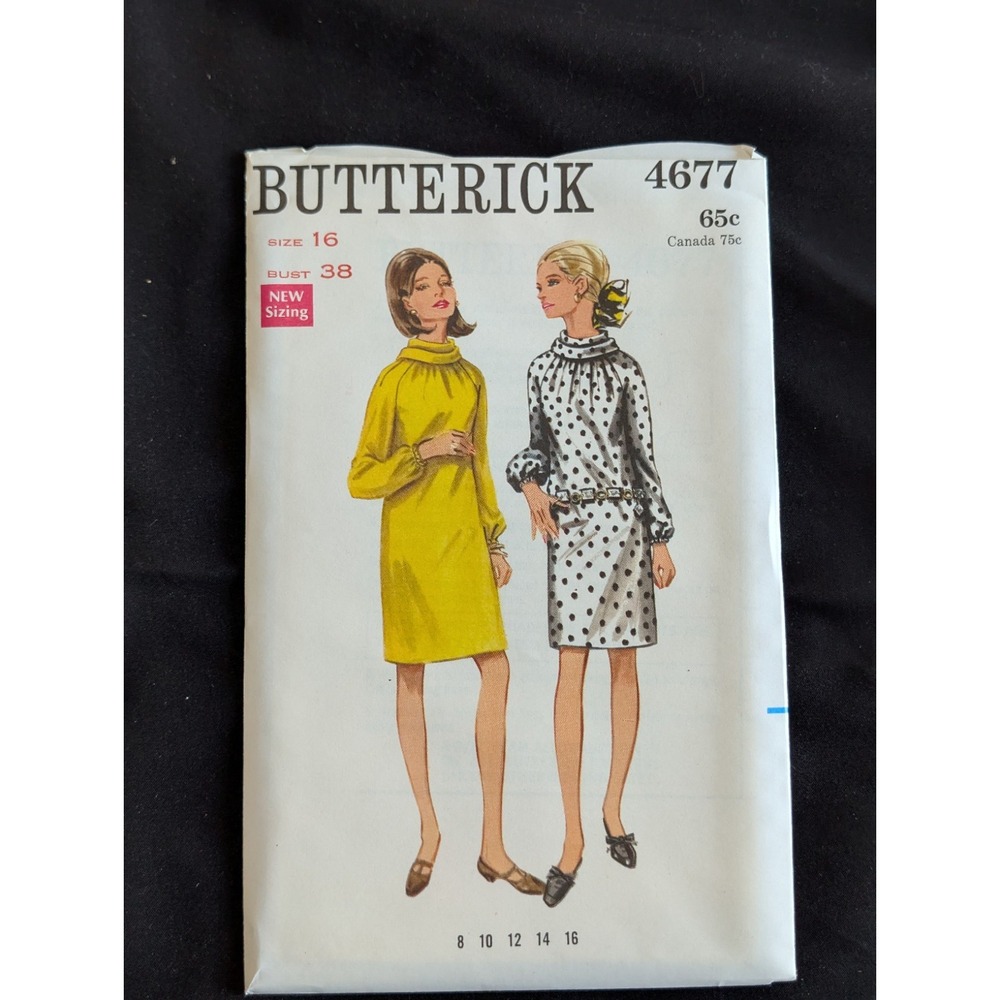 VTG 1968 Butterick 4677 Dress Size 16 Uncut Mod Sewing Pattern